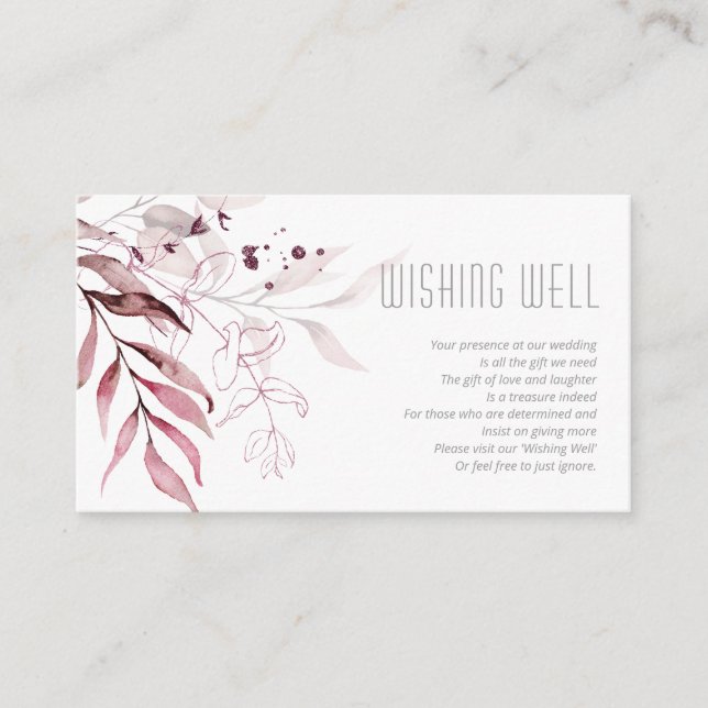 Dreamy Foliage Wishing Well V2 Burgundy ID817 Enclosure Card (Front)