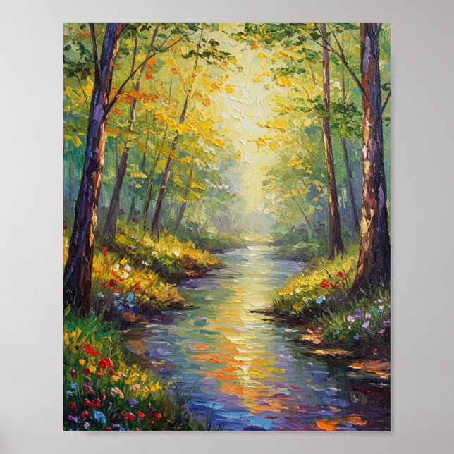 Dreamy Forest Stream | Impressionist Style Poster (Front)