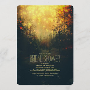 Dreamy Forest String Lights Trees Bridal Shower Invitation
