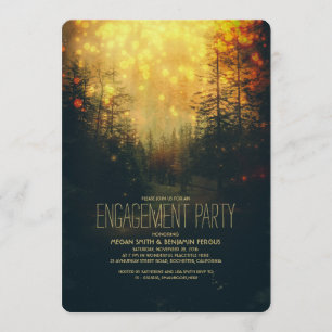 Dreamy Forest String Lights Trees Engagement Party Invitation