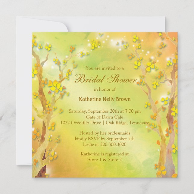 Dreamy Forest Trees Bridal Shower Invitation (Front)