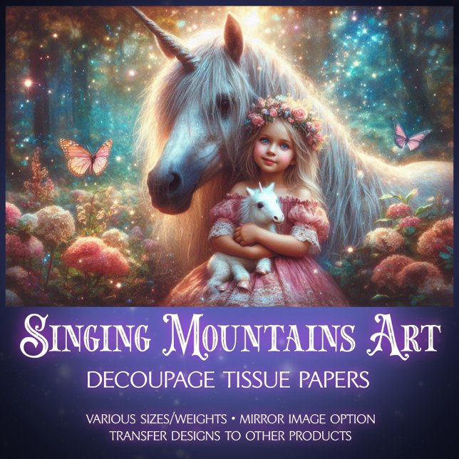 Dreamy Forest Unicorns and Child Decoupage  Tissue Paper (Creator Uploaded)