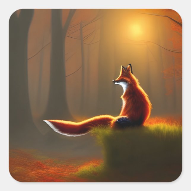 Dreamy Fox Square Sticker (Front)