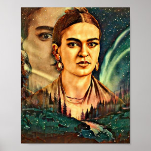 Dreamy Frida Kahlo Surreal Outdoor Woods Scene Poster
