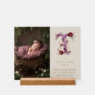 Dreamy Funny Bunny Romantic Floral T Initial Acrylic Sign