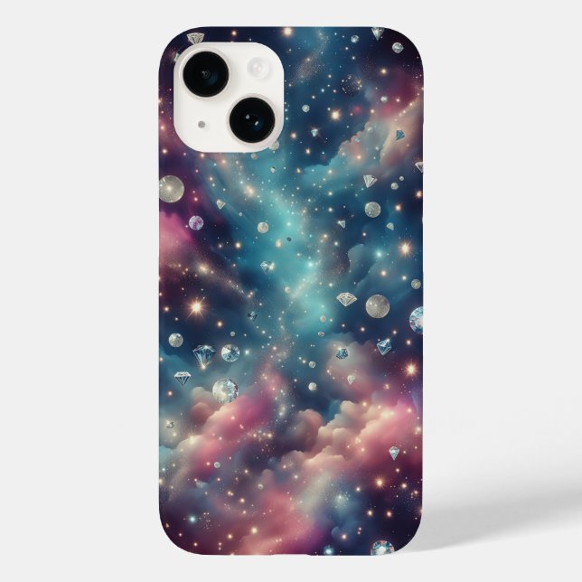 Dreamy Galaxy Diamond Space Glitter Stars Pastel N Case-Mate iPhone Case (Back)