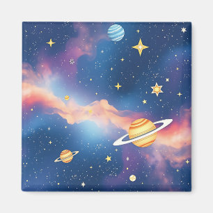 Dreamy Galaxy Planets Stars Pattern Magnet