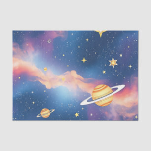 Dreamy Galaxy Planets Stars Pattern Tissue Paper