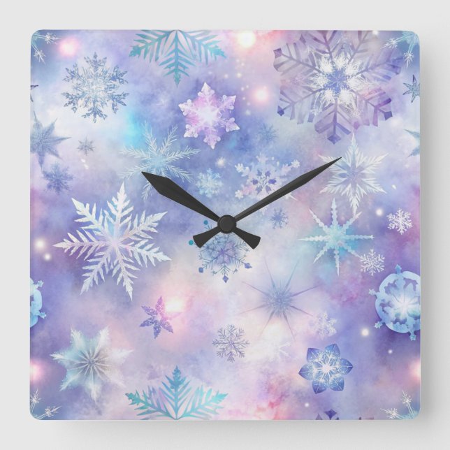Dreamy Galaxy Star Square Wall Clock (Front)