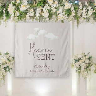 Dreamy Gender Neutral Heaven Sent Gender Reveal Tapestry