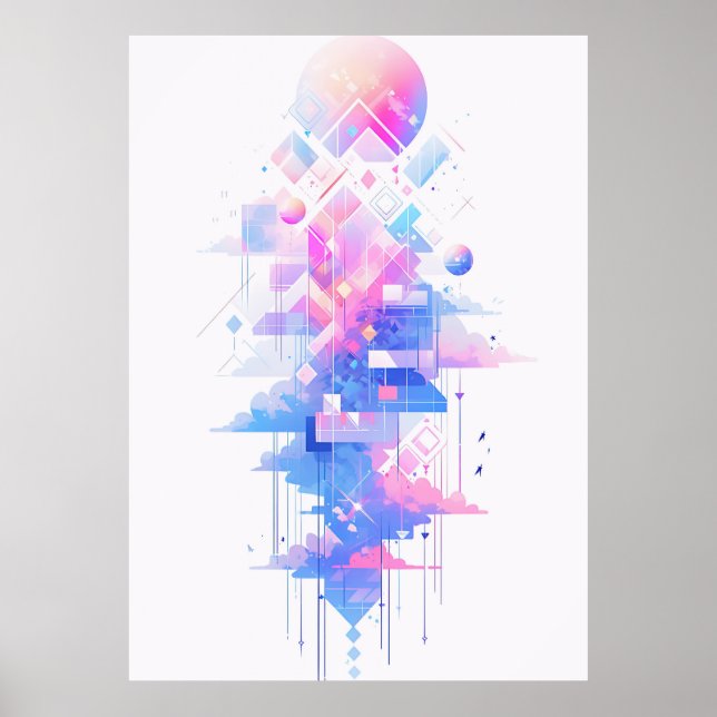Dreamy Geometric Skyscape Poster (Front)