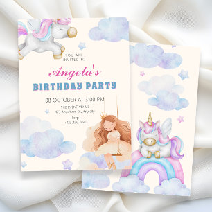 Dreamy girl unicorn birthday invitation
