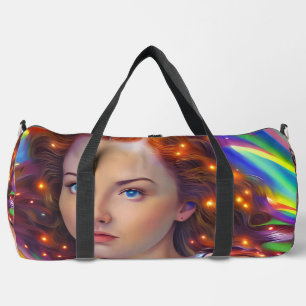 Dreamy Girl with Rainbow Lights Duffle Bag