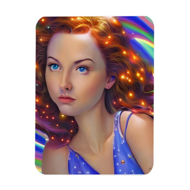 Dreamy Girl with Rainbow Lights  Magnet (Vertical)