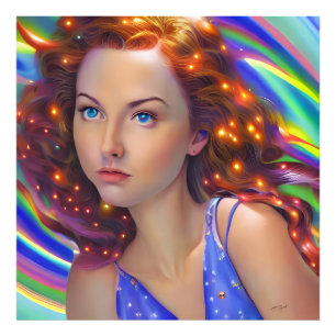 Dreamy Girl with Rainbow Lights  Photo Print