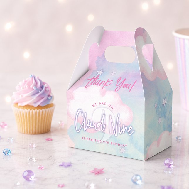 Dreamy Girly On Cloud Nine 9th Birthday  Favour Box (Dreamy Girly On Cloud Nine 9th Birthday Favor Boxes)