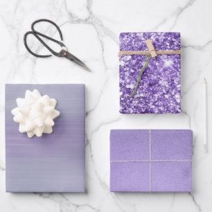 Dreamy Glam Purple Lavender Glitter Birthday Wrapping Paper Sheet