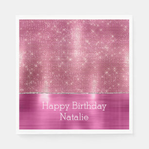 Dreamy Glitzy Pink Silver Sparkle  Napkin
