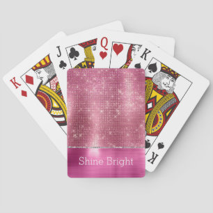 Dreamy Glitzy Pink Silver Sparkle Playing Cards