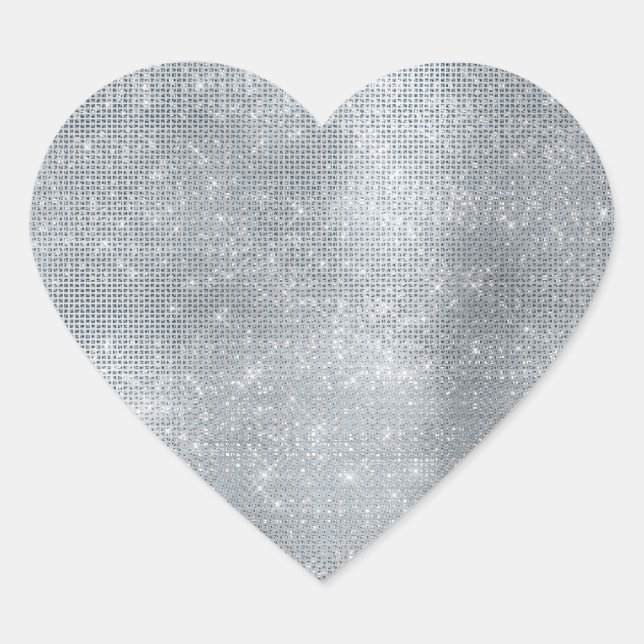 Dreamy Glitzy Silver Sparkle  Heart Sticker (Front)