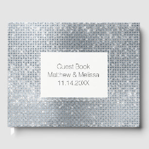 Dreamy Glitzy Silver Sparkle Wedding Guest Book