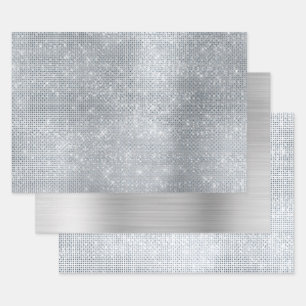 Dreamy Glitzy Silver Sparkle Wrapping Paper Sheet