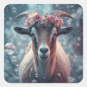 Dreamy Goat Art Square Sticker