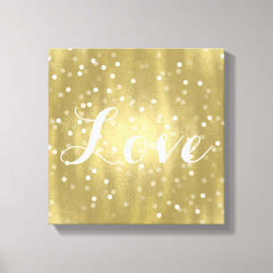 Dreamy Gold and White Confetti Bokeh Love Canvas Print