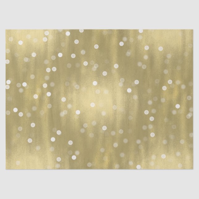 Dreamy Gold and White Confetti Bokeh Wedding Tissue Paper (Front)