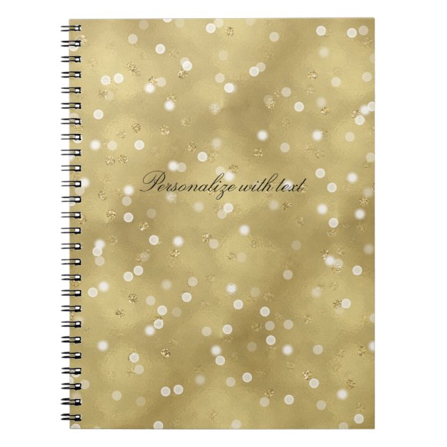 Dreamy Gold Bokeh Confetti Notebook (Front)