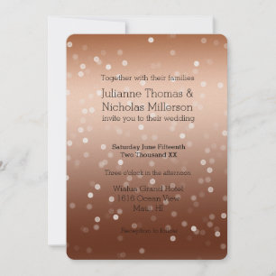 Dreamy Gold Bronze and White Bokeh Wedding Invitation