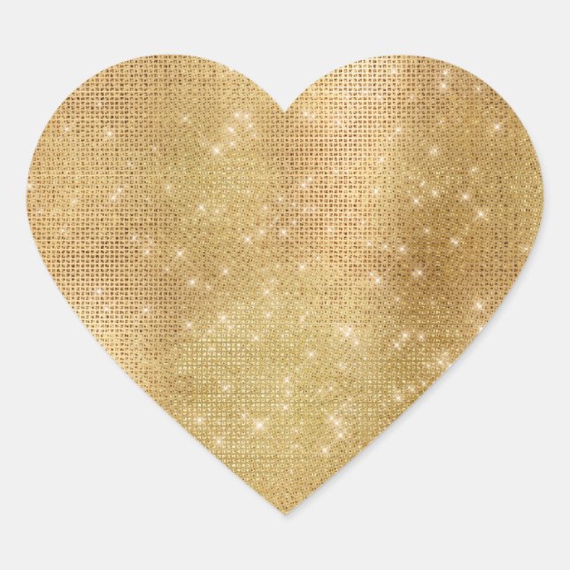 Dreamy Gold Glitzy Sparkle  Heart Sticker (Front)