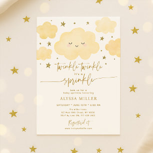 Dreamy Gold Twinkle Star Cloud Baby Sprinkle Invitation