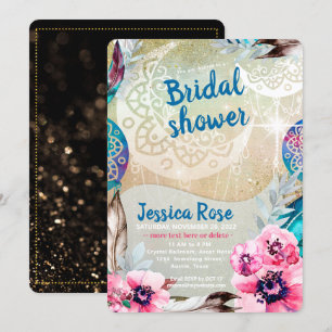 Dreamy Golden Boho Moon Bridal Shower Invitation