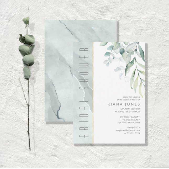 Dreamy Greenery Bridal Shower Green/Blue ID817 Invitation (Creator Uploaded)