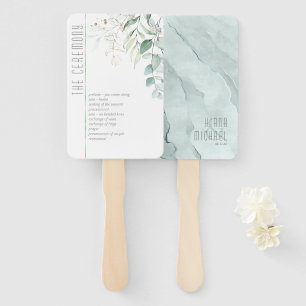 Dreamy Greenery Wedding Ceremony Green/Blue ID817 Hand Fan