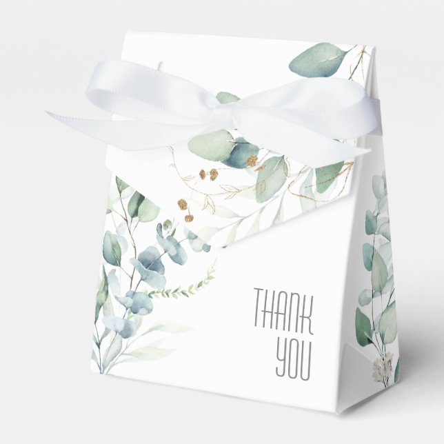 Dreamy Greenery Wedding Green/Blue ID817 Favour Box (Front Side)