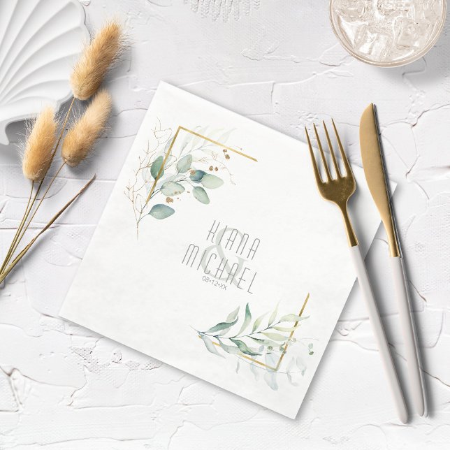 Dreamy Greenery Wedding V2 Green/Blue ID817 Napkin (Creator Uploaded)