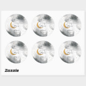 Dreamy Grey Over The Moon Boy Baby Shower Classic Round Sticker (Sheet)