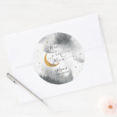 Dreamy Grey Over The Moon Boy Baby Shower Classic Round Sticker (Envelope)