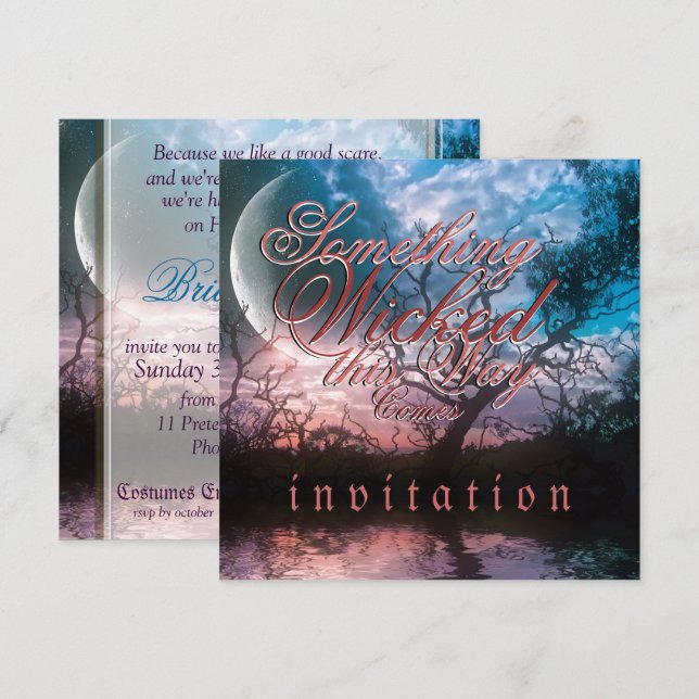 Dreamy Halloween Gothic Wedding Invitation (Front/Back)