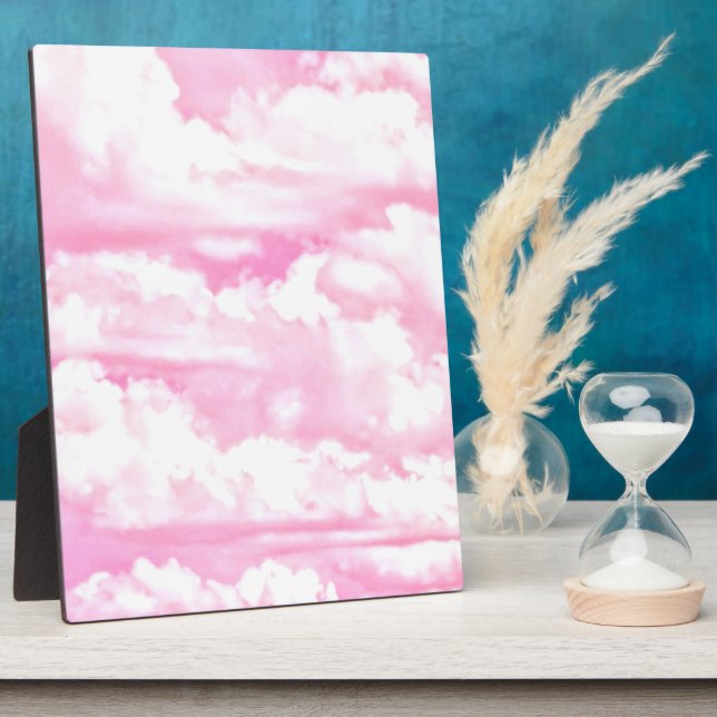 Dreamy Happy Pink Clouds Plaque (Side)