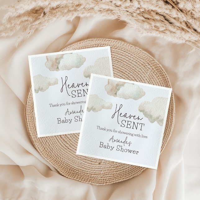 Dreamy Heaven Sent Blue Boy Baby Shower Napkin (Creator Uploaded)
