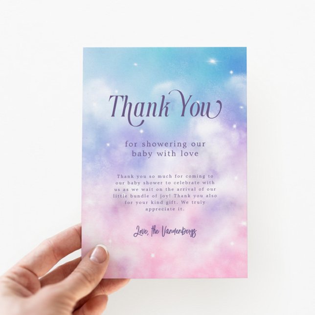 Dreamy Heaven Sent Girl Baby Shower Thank You Card (Creator Uploaded)