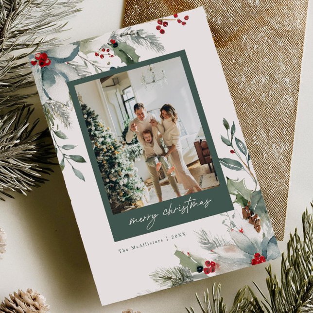 Dreamy Holiday Watercolor Floral Christmas Card (Creator Uploaded)