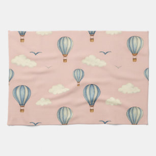 Dreamy Hot Air Balloon Sky Pattern Tea Towel