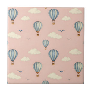 Dreamy Hot Air Balloon Sky Pattern Tile