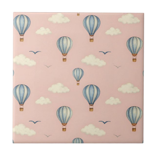 Dreamy Hot Air Balloon Sky Pattern Tile (Front)