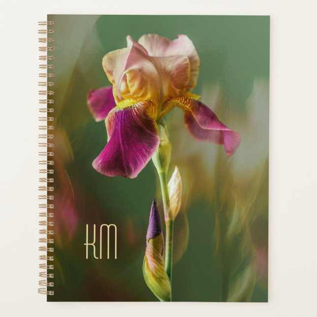 Dreamy Iris Floral photo art with monogram (Large) Planner (Front)