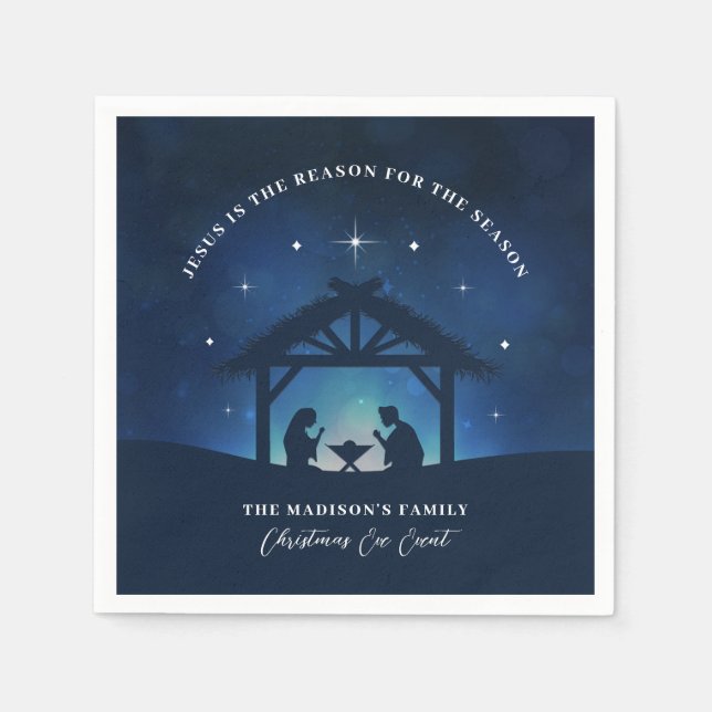 Dreamy Jesus is the Reason for the Season Nativity Napkin (Front)
